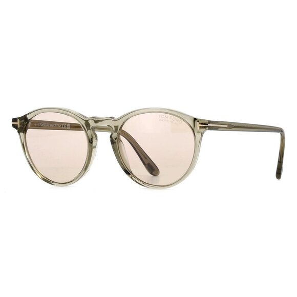 New TOM FORD Aurele Green Round FT0904/S 96E Sunglasses Women - Picture 1 of 4